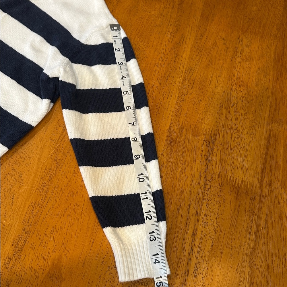 Janie and Jack Navy and White Striped Crewneck Sweater, size 5. - Picture 5 of 7